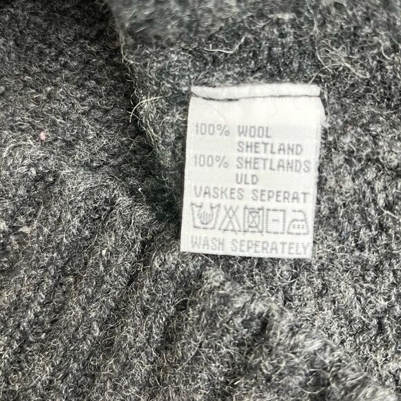 Vintage Patrol Shetland Wool Fair Isle Heather Gray 1/4 Zip Sweater Women Large - Picture 10 of 14